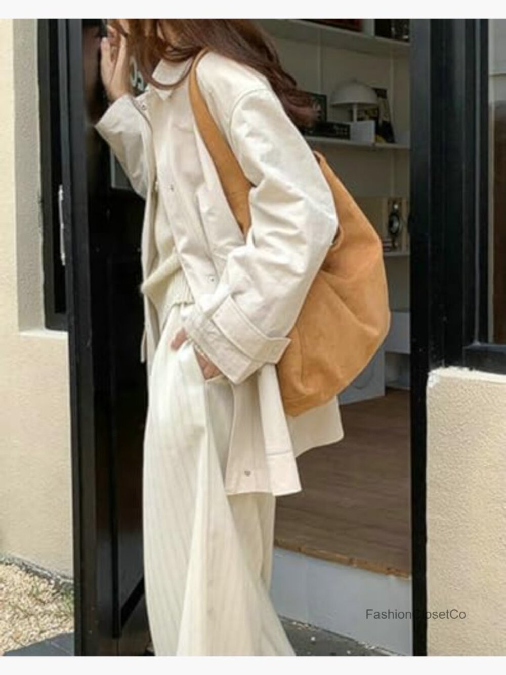 Suede Hobo Tote Bag Casual Shoulder Slouchy Handbag Fall Winter Large Pocket - Picture 5 of 7
